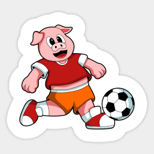 Pig at Sports with Soccer Sticker